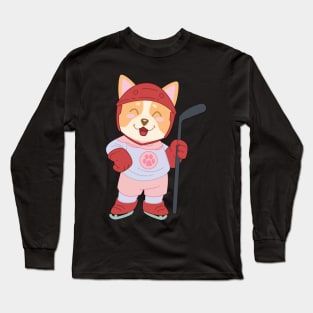 Hokey Cute Puppy Dog Player - Kids gift design Long Sleeve T-Shirt